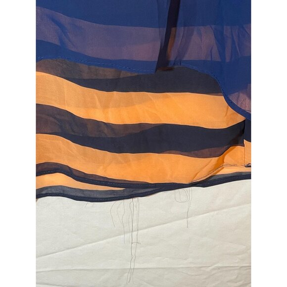 layered short sleeve shirt sheer striped blue orange medium length 32" READ - Picture 4 of 10